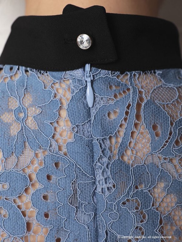 画像7: 【Andy ANDY Fashion Press 12 COLLECTION 07】フラワーレース / ブローチ付き / 半袖 /ハイネック /タイト / ミニドレス / キャバドレス[OF05] (7)