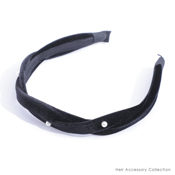 画像5: 【アクセサリー：カチューシャ】パール付きベロアカチューシャ 【2カラー】[OF02] (5)