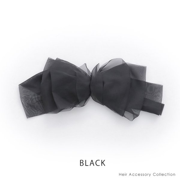 画像2: 【ヘアアクセサリー】ビックシフォンリボンバレッタ【2カラー】[OF02] (2)