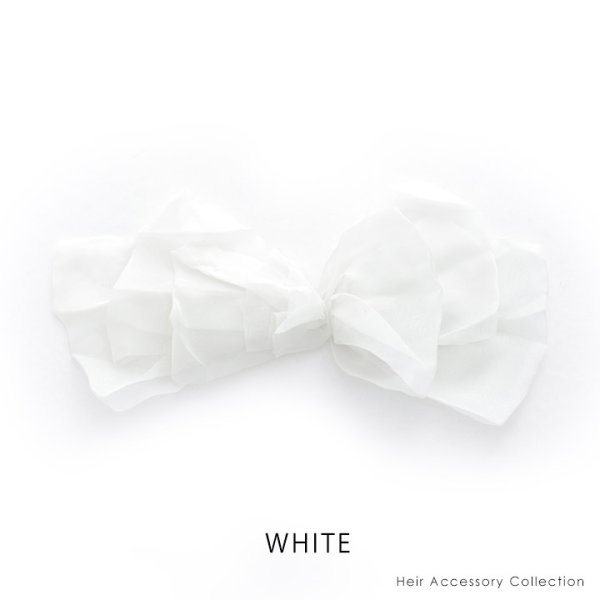 画像3: 【ヘアアクセサリー】ビックシフォンリボンバレッタ【2カラー】[OF02] (3)