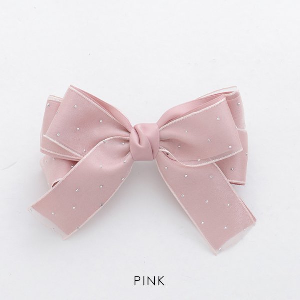 画像3: 【アクセサリー：バレッタ】ビジューシフォンリボンバレッタ【4カラー】[OF02] (3)