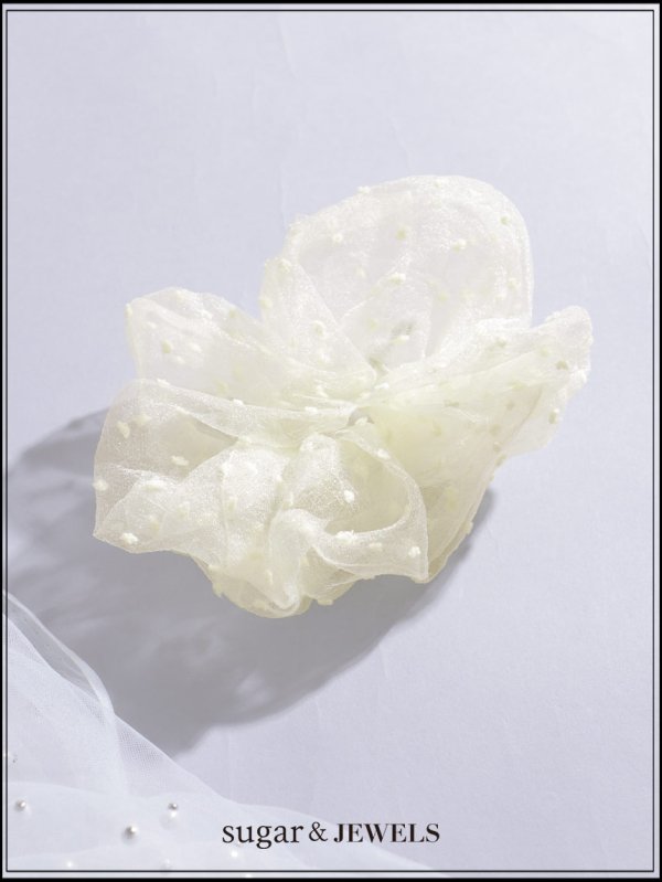 画像2: 【アクセサリー：ヘアゴム】ドットチュールシュシュ【1カラー】[OF02] (2)