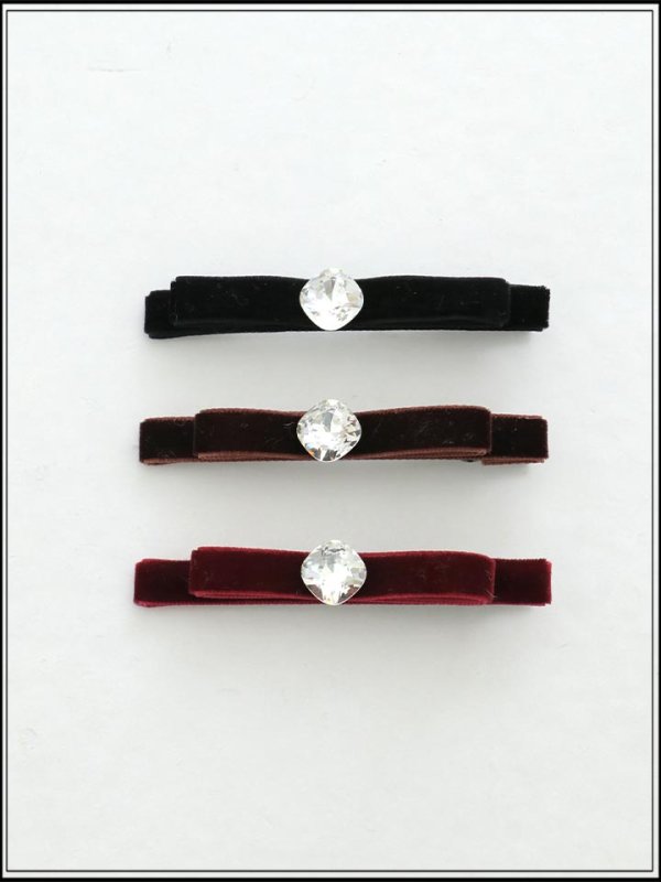 画像2: 【ヘアアクセサリー】ベロアリボンヘアピン【Fサイズ/3カラー】[OF02] (2)