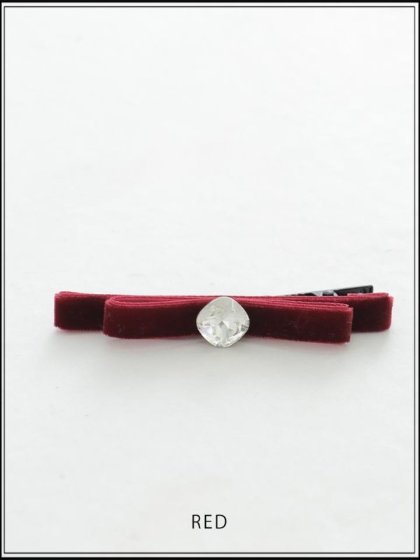 画像3: 【ヘアアクセサリー】ベロアリボンヘアピン【Fサイズ/3カラー】[OF02] (3)