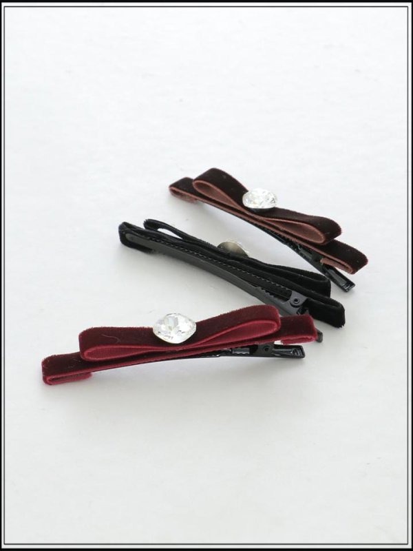 画像8: 【ヘアアクセサリー】ベロアリボンヘアピン【Fサイズ/3カラー】[OF02] (8)