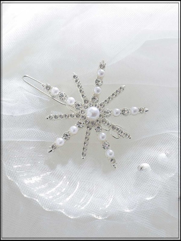 画像2: 【ヘアアクセサリー】スノークリスタルモチーフヘアバレッタ【1カラー】[OF02]  (2)