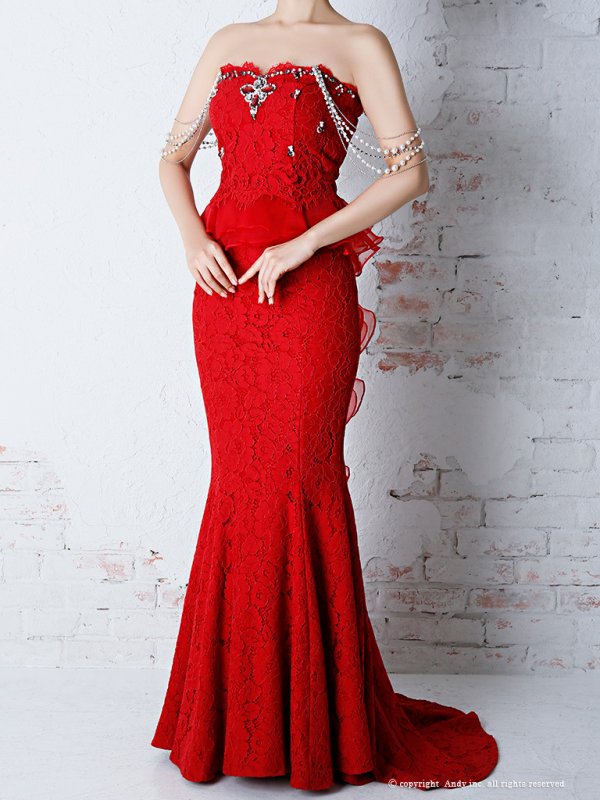 画像8: 【PREMIUM ANDY】パール/ ベア/ 総レース/ バックシャン/ ロング/ キャバドレス long[FB03] (8)