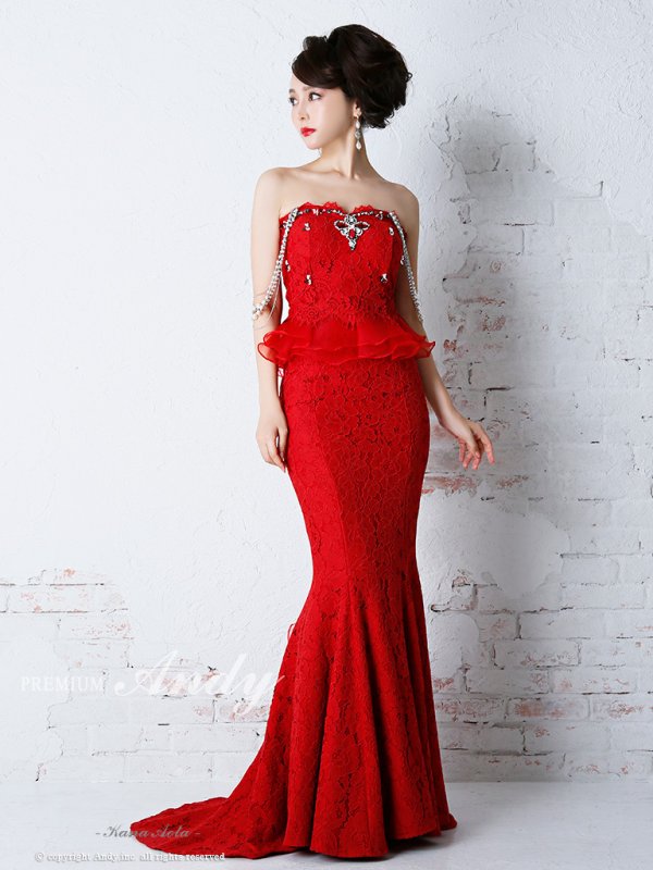 画像2: 【PREMIUM ANDY】パール/ ベア/ 総レース/ バックシャン/ ロング/ キャバドレス long[FB03] (2)