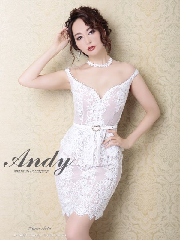 画像4: 【ANDY/アンディ】フラワーレース/ ベルト/ペプラム/ タイト/ ミニドレス/ キャバドレス[OF05] (4)