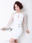 【Andy ANDY FashionPress 02 COLLECTION 07】レース切替/アシメ/ ロングスリーブ/ タイト/ ミニドレス/ キャバドレス　ホワイト