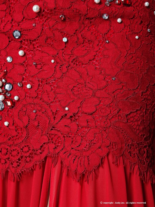 画像7: 【ANDY/アンディ】パールビジュー/シフォン切り替え/フラワーレース/ロング/キャバドレス long[OF05] (7)