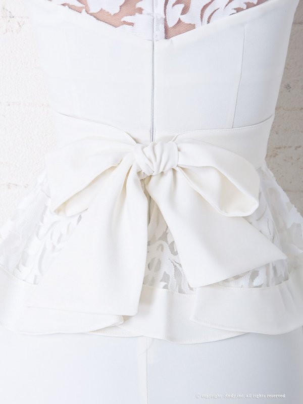 画像6: 【ANDY/アンディ】ハイネック/ リボンブローチ/ ノースリーブ/ ペプラム/ タイト/ ミニドレス/ キャバドレス[OF05] (6)