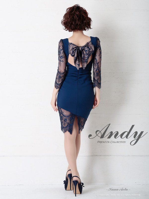 画像13: 【ANDY/アンディ】レース/ 七分袖/ バックリボン/ タイト/ ミニドレス/ キャバドレス[FB03] (13)