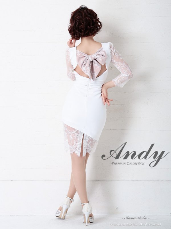 画像17: 【ANDY/アンディ】レース/ 七分袖/ バックリボン/ タイト/ ミニドレス/ キャバドレス[FB03] (17)