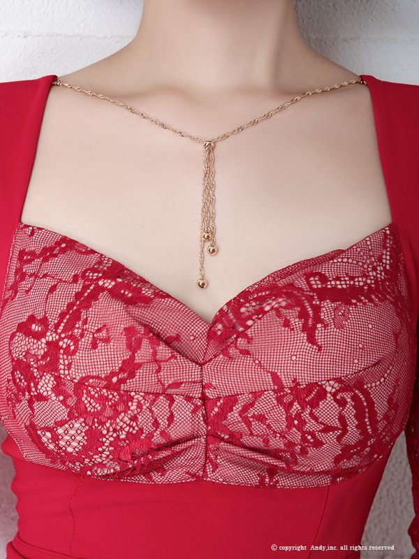 画像5: 【ANDY/アンディ】レース/ 七分袖/ バックリボン/ タイト/ ミニドレス/ キャバドレス[FB03] (5)