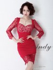 【ANDY/アンディ】レース/ 七分袖/ バックリボン/ タイト/ ミニドレス/ キャバドレス/レッドベージュ