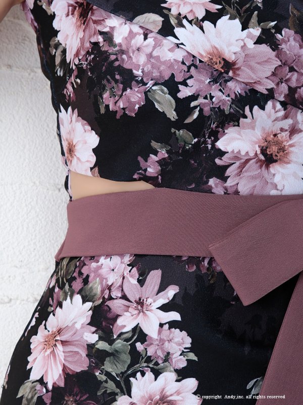 画像15: 【ANDY/アンディ】フラワープリント/ウエストリボン/アシメ/ウエストカット/キャバドレス[FB03] (15)