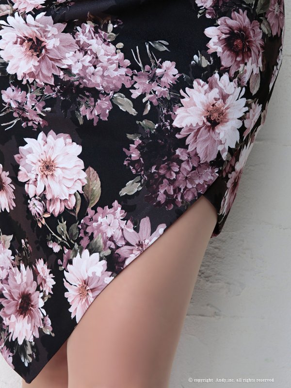 画像16: 【ANDY/アンディ】フラワープリント/ウエストリボン/アシメ/ウエストカット/キャバドレス[FB03] (16)