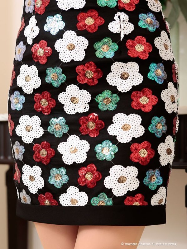 画像9: 【ANDY/アンディ】スパンコール/ ベルト付き/ ハイネック/ シフォンリボン/ タイト/ キャバドレス[FB03] (9)