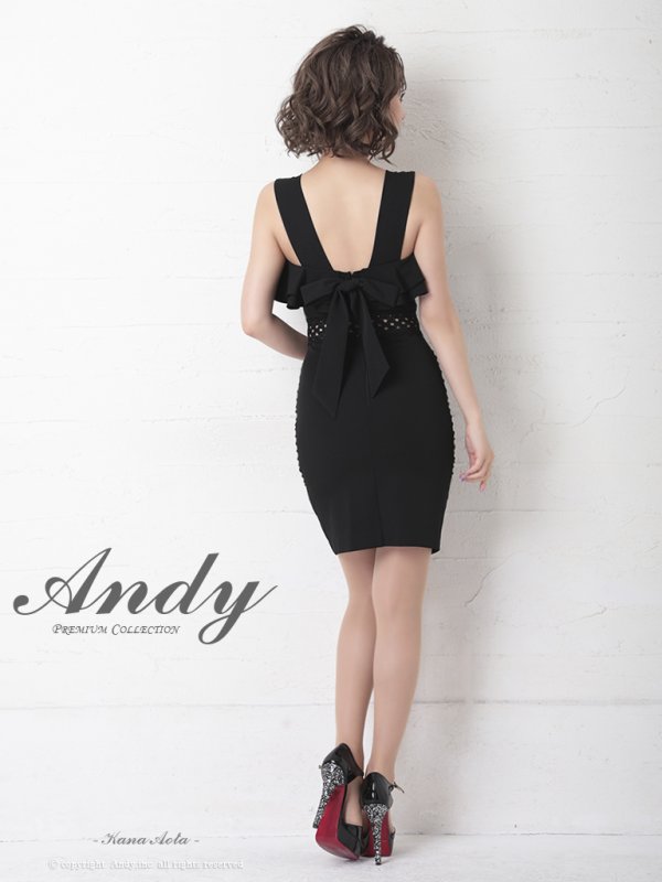 画像17: 【ANDY/アンディ】ワンカラー/ ノースリーブ/ フリル/ ドレープ/ バックリボン/ タイト/ ミニドレス/ キャバドレス[OF05] (17)