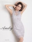 【ANDY/アンディ】ドットレース/ レース/ ノースリーブ/ タイト/ ミニドレス/ キャバドレス/ライトグレー