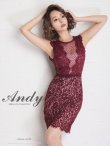 【ANDY/アンディ】ドットレース/ レース/ ノースリーブ/ タイト/ ミニドレス/ キャバドレス/ワインレッドベージュ