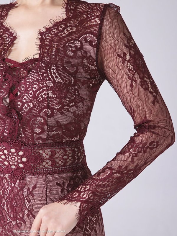 画像14: 【ANDY/アンディ】総レース/ バストクロスデザイン/ 長袖/ 袖あり/ タイト/ ミニドレス/ キャバドレス[OF05] (14)