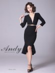 画像2: 【ANDY/アンディ】マーメイド/ 七分袖/ 長袖/ 袖あり/ カットアウト/ ワンカラー/ テールカット/ フリル/ ミディアム/ キャバドレス[OF05] (2)