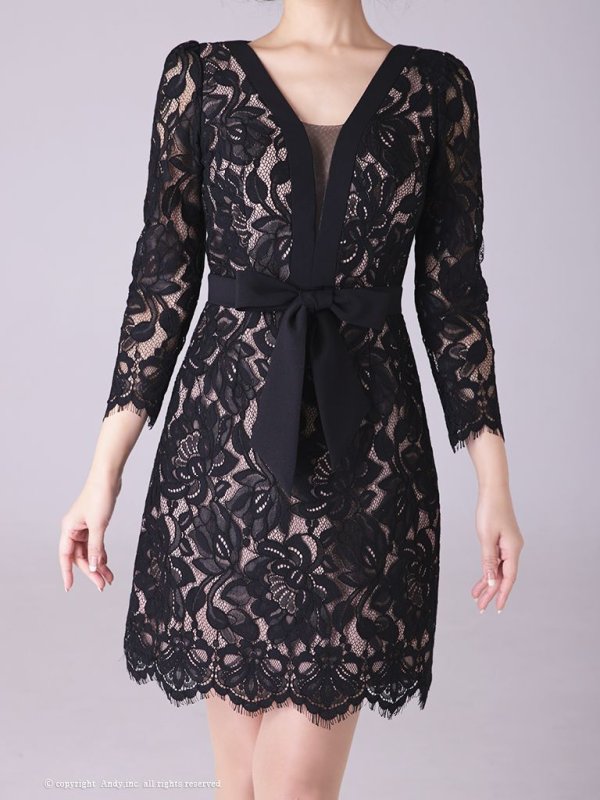 画像22: 【Andy ANDY Fashion Press 14 COLLECTION 03】 フラワーレース / ウエストリボン/ 長袖/ 袖あり/ Aライン/ ミニドレス/ キャバドレス[OF05] (22)