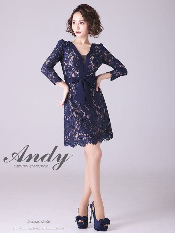 画像3: 【Andy ANDY Fashion Press 14 COLLECTION 03】 フラワーレース / ウエストリボン/ 長袖/ 袖あり/ Aライン/ ミニドレス/ キャバドレス[OF05] (3)
