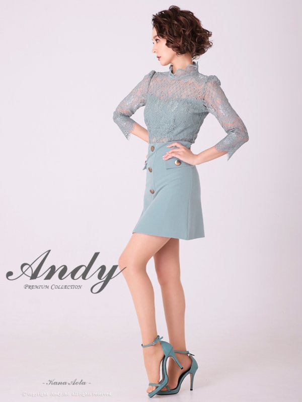 画像3: 【ANDY/アンディ】フラワーレース/ ハイネック/ 切替デザイン/ 袖あり/ 長袖/ Aライン/ ミニドレス/ キャバドレス[OF05] (3)