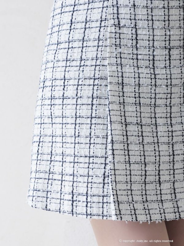 画像18: 【Andy ANDY Fashion Press 14 COLLECTION 06】チェックツイード/ 五分袖/ 袖あり/ フリル/ バックリボン/ パールボタン/ ワンピース/ Aライン/ ミニドレス/ キャバドレス[OF05] (18)