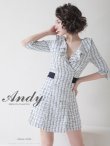 画像11: 【Andy ANDY Fashion Press 14 COLLECTION 06】チェックツイード/ 五分袖/ 袖あり/ フリル/ バックリボン/ パールボタン/ ワンピース/ Aライン/ ミニドレス/ キャバドレス[OF05] (11)