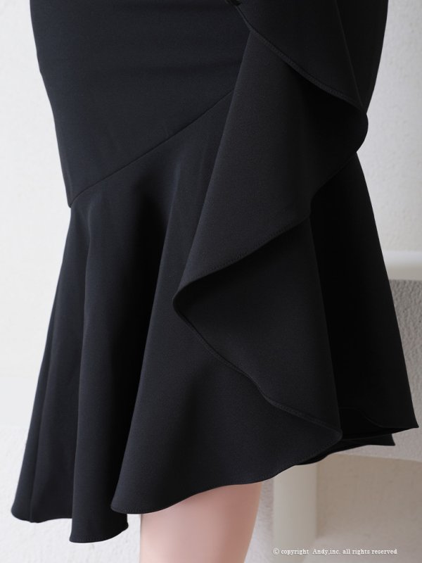 画像8: 【Andy ANDY Fashion Press 14 COLLECTION 10】ワンカラー/ バストシアー/ マーメイド/ オフショル/ ウエストリボン/ フリル/ アシメ/ ミディアム/ キャバドレス[OF05] (8)