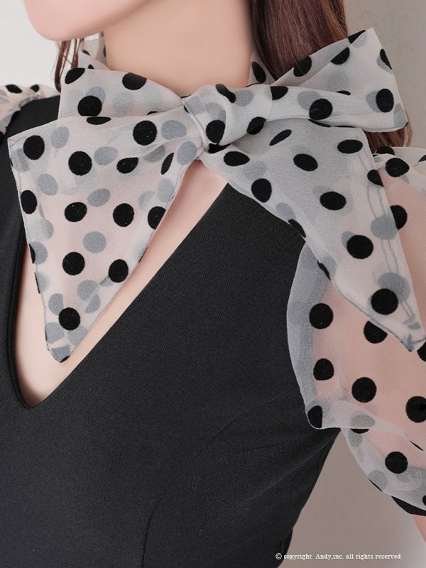 画像22: 【Andy ANDY Fashion Press 14 COLLECTION 03】 ドット / シアー / パフスリーブ / 袖あり/ タイト / ミニドレス / キャバドレス[OF05] (22)