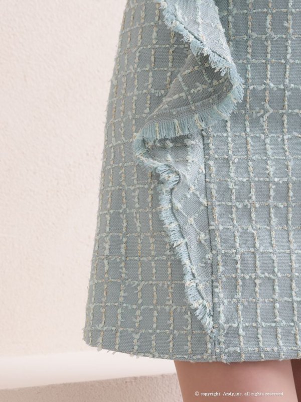 画像8: 【ANDY/アンディ】チェック柄/ ツイード/ フリル/ ノースリーブ/ 台形スカート/ フレア/ ワンピース/ ミニドレス/ キャバドレス[OF05] (8)