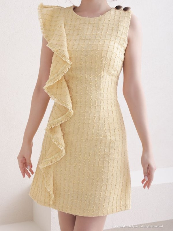 画像29: 【ANDY/アンディ】チェック柄/ ツイード/ フリル/ ノースリーブ/ 台形スカート/ フレア/ ワンピース/ ミニドレス/ キャバドレス[OF05] (29)