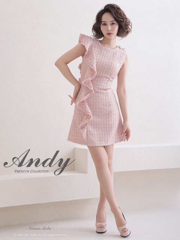 画像10: 【ANDY/アンディ】チェック柄/ ツイード/ フリル/ ノースリーブ/ 台形スカート/ フレア/ ワンピース/ ミニドレス/ キャバドレス[OF05] (10)