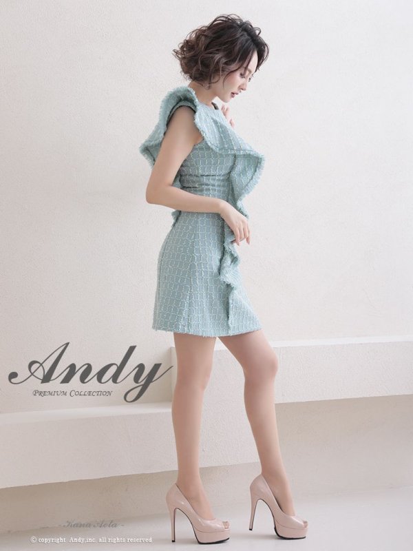 画像3: 【ANDY/アンディ】チェック柄/ ツイード/ フリル/ ノースリーブ/ 台形スカート/ フレア/ ワンピース/ ミニドレス/ キャバドレス[OF05] (3)