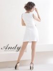 画像4: 【ANDY/アンディ】ノースリーブ/ リボン/ ポケット風デザイン/ パールボタン/ ストレッチ/ タイト/ ミニドレス/ キャバドレス[OF05] (4)