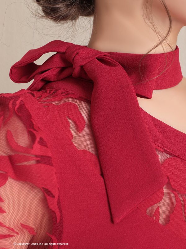 画像15: 【ANDY/アンディ】ワンショルダー/ 袖あり/ 七分袖/ フラワーレース/ ワンカラー/ アシンメトリー/ タイト/ ミニドレス/ キャバドレス[FB03] (15)