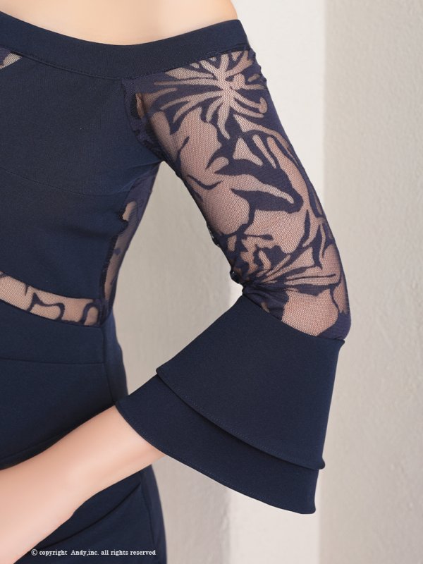 画像8: 【ANDY/アンディ】ワンショルダー/ 袖あり/ 七分袖/ フラワーレース/ ワンカラー/ アシンメトリー/ タイト/ ミニドレス/ キャバドレス[FB03] (8)