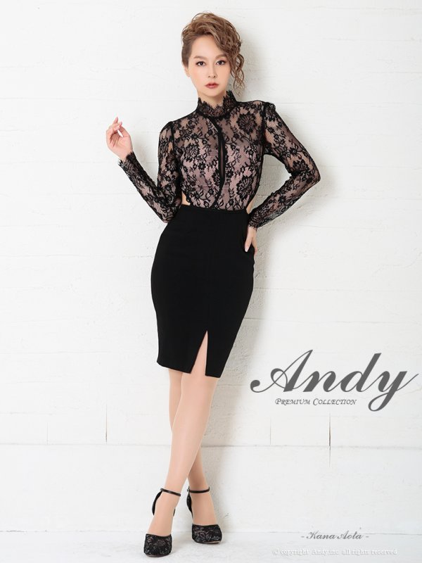 画像20: 【ANDY/アンディ】長袖/レース/ ハイネック/ カットアウト/ スリット/ タイト/ ミニドレス/ キャバドレス[OF05] (20)