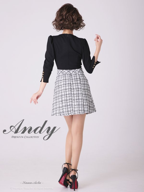 画像13: 【ANDY/アンディ】切替/ 袖あり/ 七分袖/ チェック柄/ カットアウト/ Aライン/ ミニドレス/ キャバドレス[FB03] (13)
