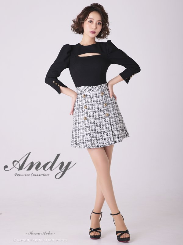 画像11: 【ANDY/アンディ】切替/ 袖あり/ 七分袖/ チェック柄/ カットアウト/ Aライン/ ミニドレス/ キャバドレス[FB03] (11)
