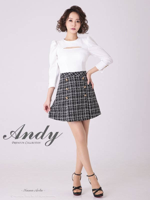 画像2: 【ANDY/アンディ】切替/ 袖あり/ 七分袖/ チェック柄/ カットアウト/ Aライン/ ミニドレス/ キャバドレス[FB03] (2)
