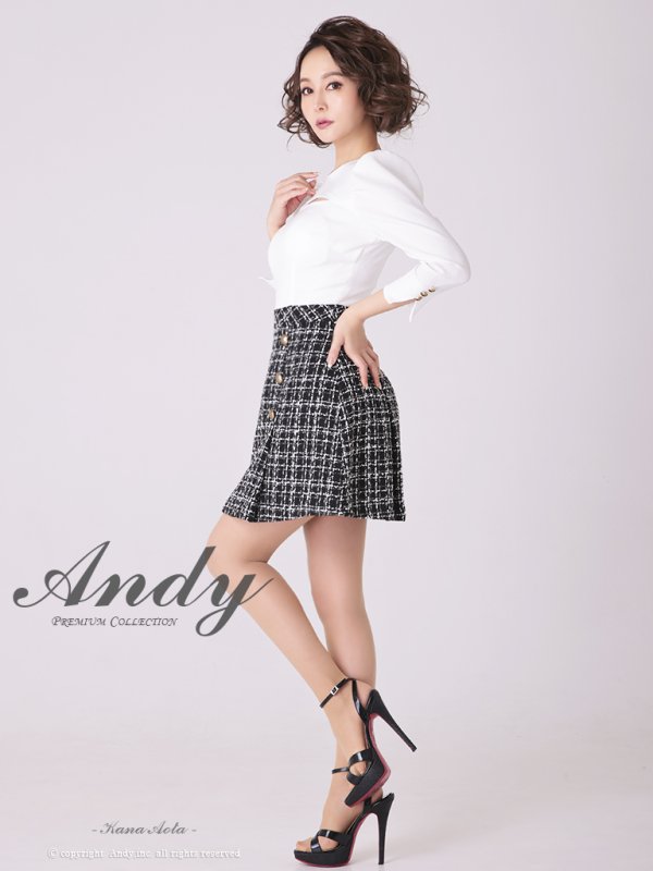 画像3: 【ANDY/アンディ】切替/ 袖あり/ 七分袖/ チェック柄/ カットアウト/ Aライン/ ミニドレス/ キャバドレス[FB03] (3)