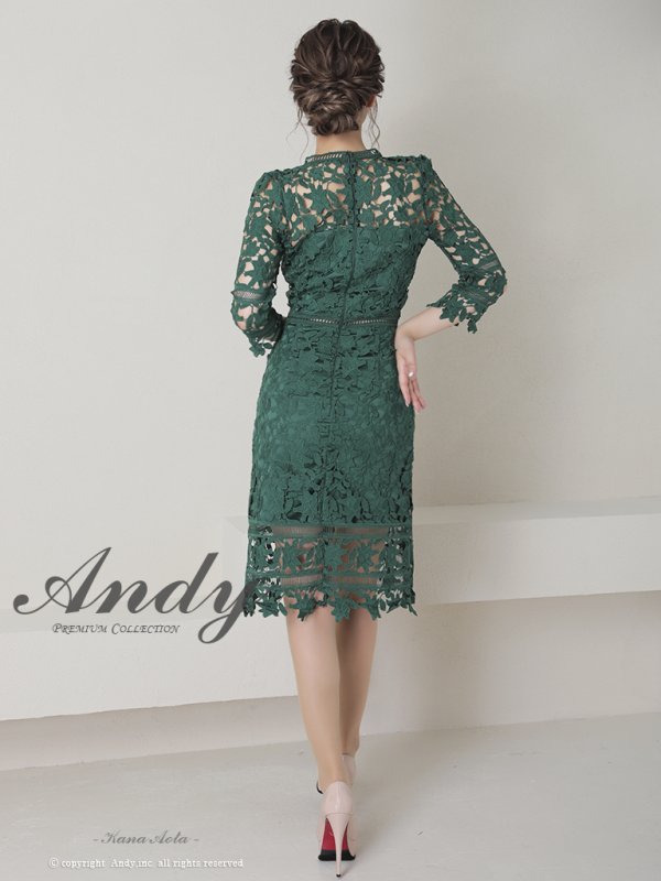 画像28: 【ANDY/アンディ】ワンカラー/ 総ケミカルレース/ 七分袖/ 袖あり/ タイト/ ミディアムドレス/ キャバドレス[FB03] (28)