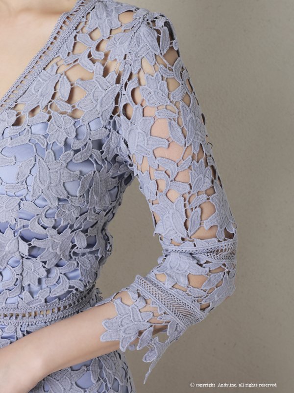 画像23: 【ANDY/アンディ】ワンカラー/ 総ケミカルレース/ 七分袖/ 袖あり/ タイト/ ミディアムドレス/ キャバドレス[FB03] (23)