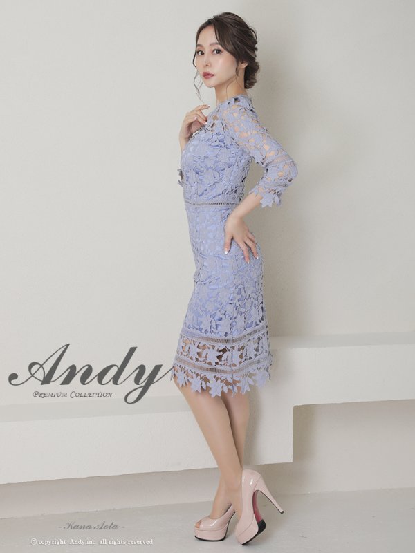 画像19: 【ANDY/アンディ】ワンカラー/ 総ケミカルレース/ 七分袖/ 袖あり/ タイト/ ミディアムドレス/ キャバドレス[FB03] (19)